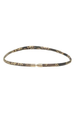 Brown python skin leather belt