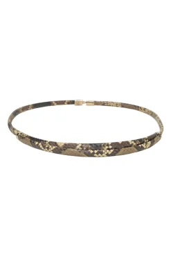 Brown python skin leather belt