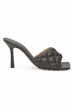 Brown quilted nappa dream padded square-toe heeled mules