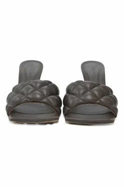 Brown quilted nappa dream padded square-toe heeled mules