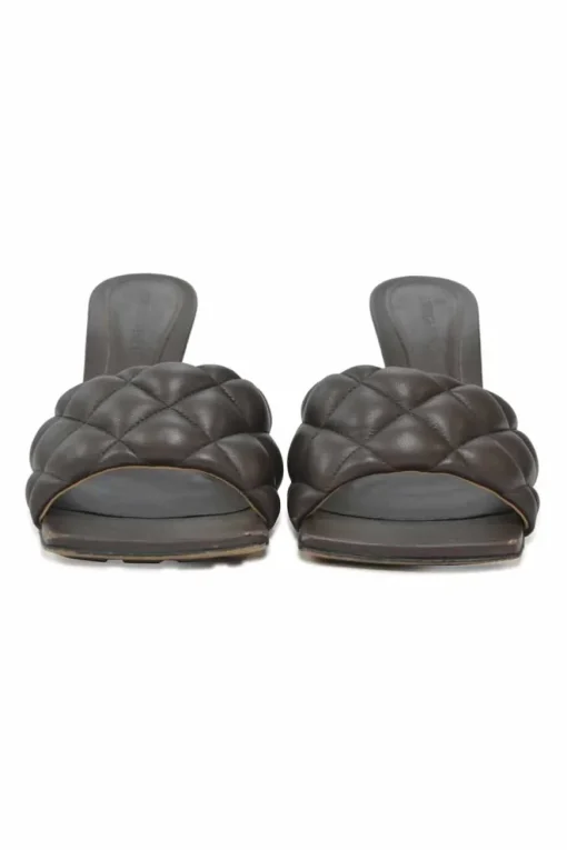 Brown quilted nappa dream padded square-toe heeled mules