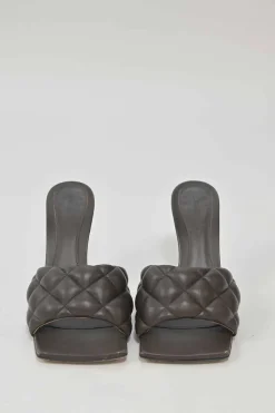 Brown quilted nappa dream padded square-toe heeled mules