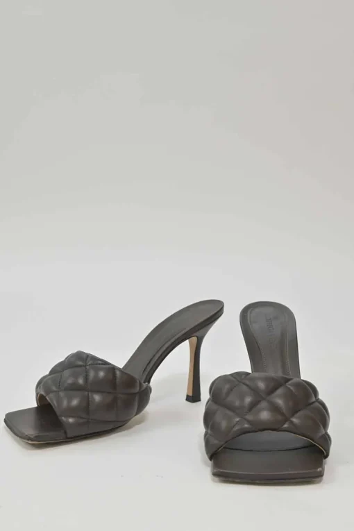 Brown quilted nappa dream padded square-toe heeled mules