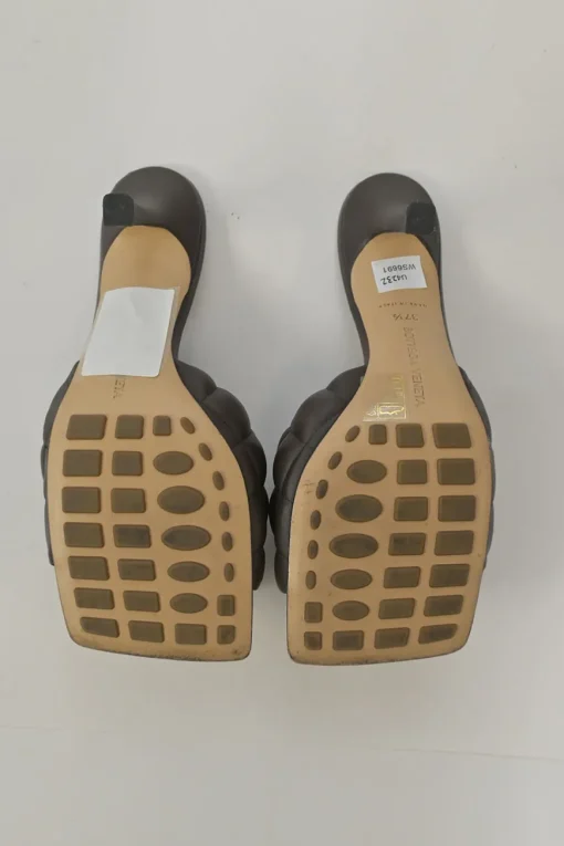 Brown quilted nappa dream padded square-toe heeled mules