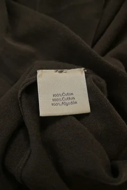 Brown semi-sheer cotton interlock jersey knit pullover T-shirt