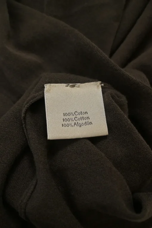 Brown semi-sheer cotton interlock jersey knit pullover T-shirt