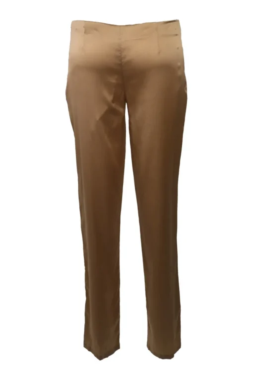 Brown silk-blend satin pull-on low-rise straight-leg lounge trousers