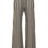 Brown stripe knit pull-on high-rise wide leg pants
