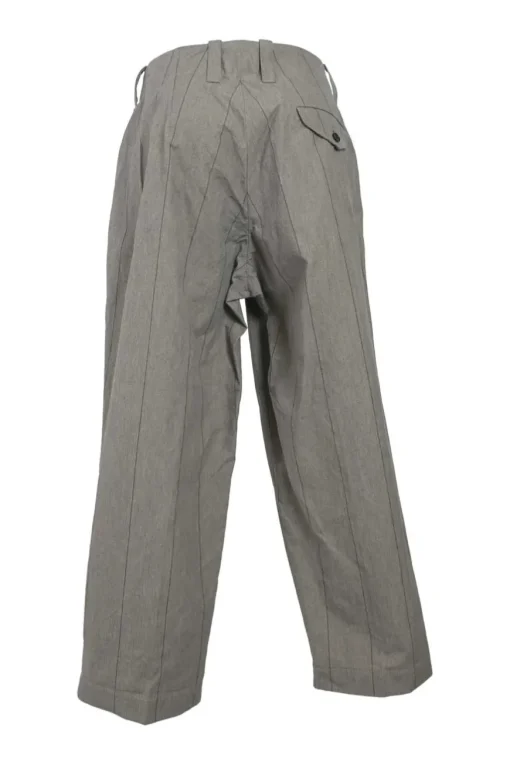 Brown striped cotton pull-on straight-leg pleat-front tailored trousers