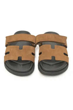 Brown suede and leather anatomic Chypre sandals