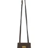 Brown suede and lizard skin Gancini shoulder bag with gold tone hardware