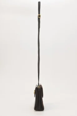 Brown suede and lizard skin Gancini shoulder bag with gold tone hardware