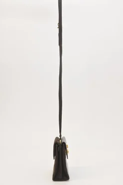 Brown suede and lizard skin Gancini shoulder bag with gold tone hardware