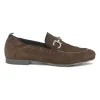 Brown suede round-toe soft Gancini-bit loafers
