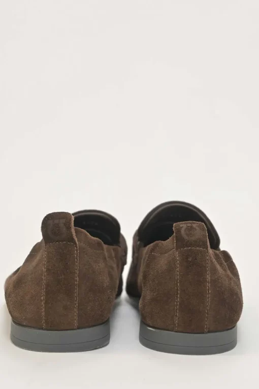 Brown suede round-toe soft Gancini-bit loafers