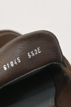 Brown suede round-toe soft Gancini-bit loafers