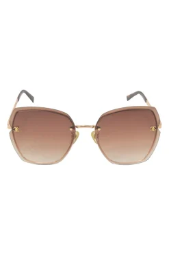 Brown tinted polycarbonate and metal butterfly sunglasses