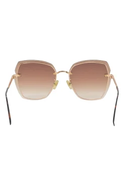Brown tinted polycarbonate and metal butterfly sunglasses