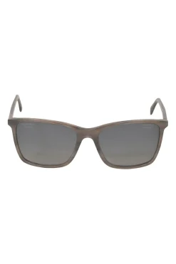 Brown tortoiseshell acetate and tinted polycarbonate square sunglasses