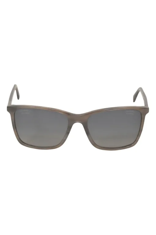 Brown tortoiseshell acetate and tinted polycarbonate square sunglasses