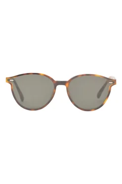 Brown tortoiseshell acetate and tinted polycarbonate Slo Boston-style round sunglasses