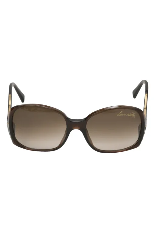 Brown tortoiseshell acetate and metal oversized inverted square shape sunglasses