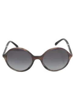 Brown tortoiseshell acetate and polycarbonate oversized round-eye sunglasses