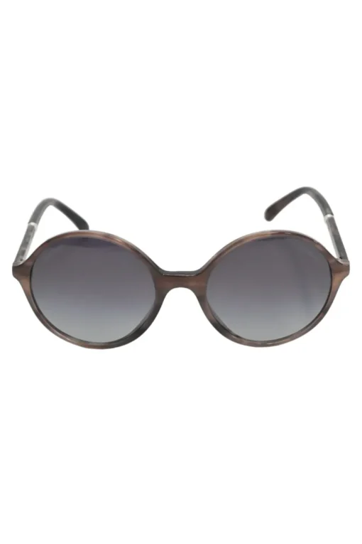 Brown tortoiseshell acetate and polycarbonate oversized round-eye sunglasses
