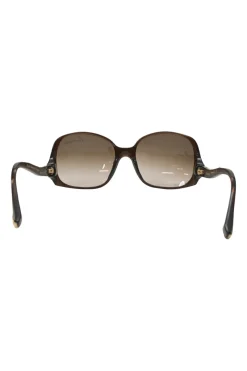 Brown tortoiseshell acetate and metal oversized inverted square shape sunglasses
