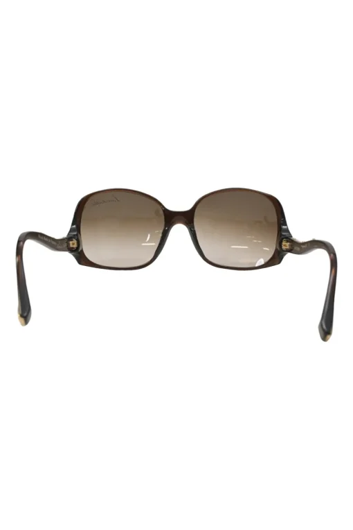 Brown tortoiseshell acetate and metal oversized inverted square shape sunglasses