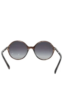 Brown tortoiseshell acetate and polycarbonate oversized round-eye sunglasses