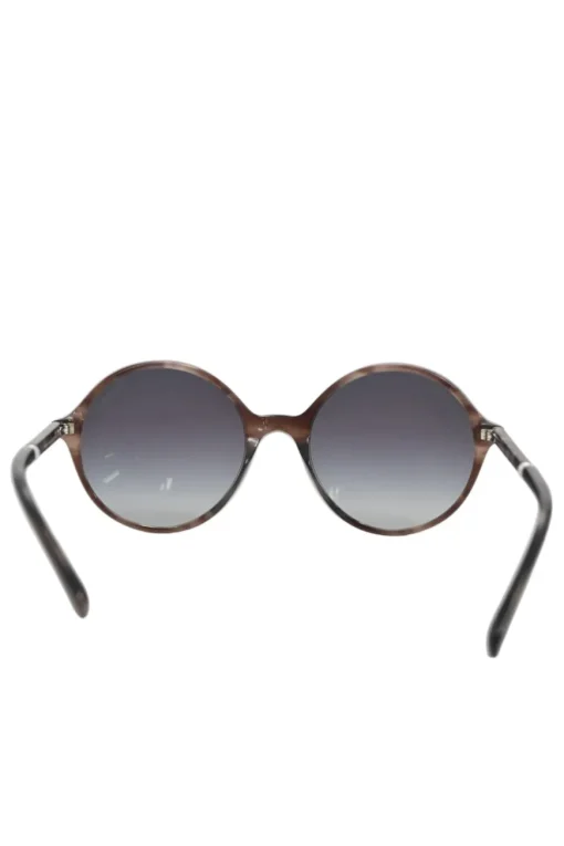 Brown tortoiseshell acetate and polycarbonate oversized round-eye sunglasses