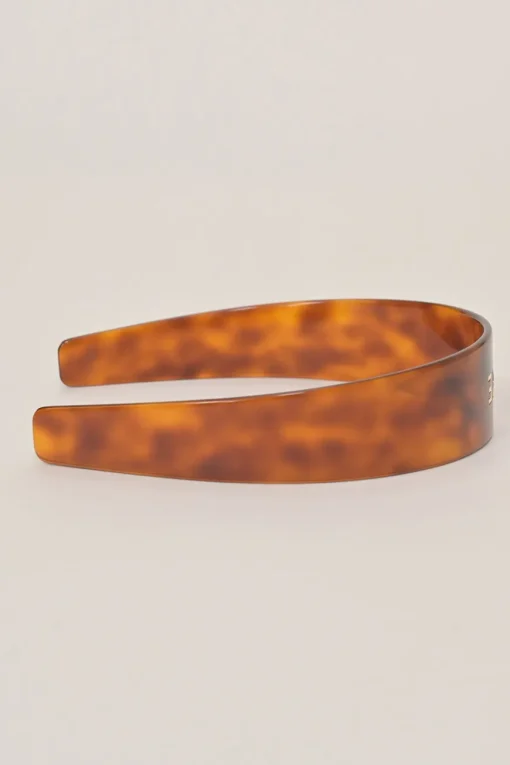 Brown tortoiseshell acetate logo headband