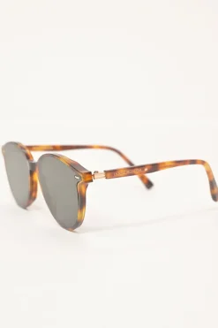 Brown tortoiseshell acetate and tinted polycarbonate Slo Boston-style round sunglasses
