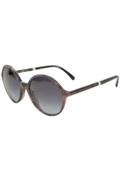 Brown tortoiseshell acetate and polycarbonate oversized round-eye sunglasses