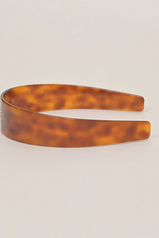 Brown tortoiseshell acetate logo headband