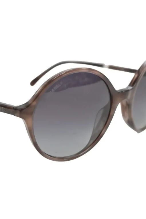 Brown tortoiseshell acetate and polycarbonate oversized round-eye sunglasses
