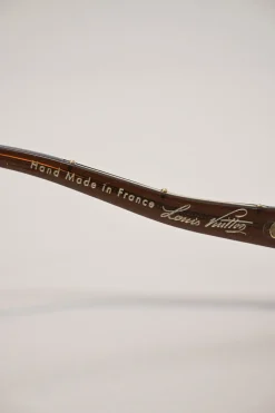 Brown tortoiseshell acetate and metal oversized inverted square shape sunglasses