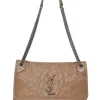 Brown vintage crinkle calfskin medium Niki shoulder bag with tonal hardware