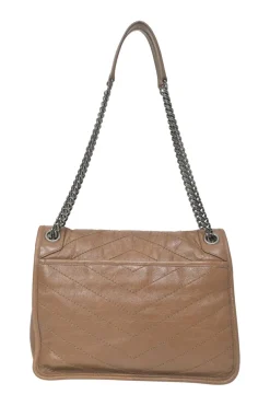 Brown vintage crinkle calfskin medium Niki shoulder bag with tonal hardware