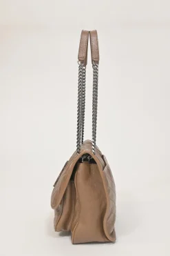 Brown vintage crinkle calfskin medium Niki shoulder bag with tonal hardware