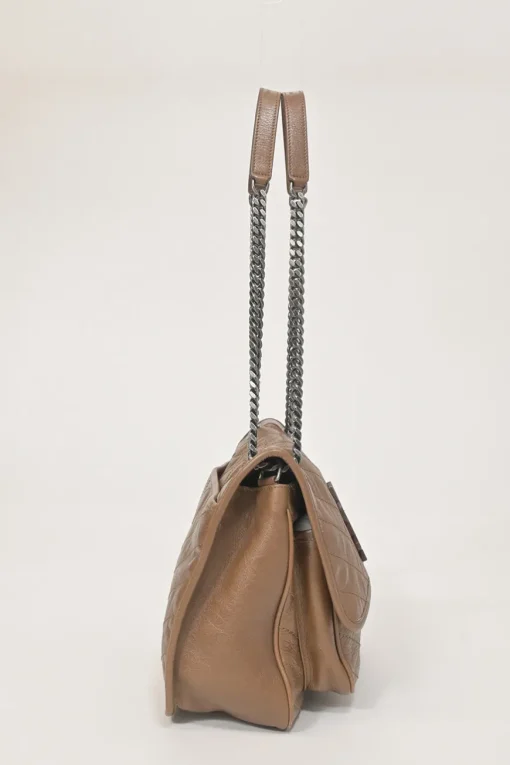 Brown vintage crinkle calfskin medium Niki shoulder bag with tonal hardware