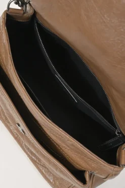 Brown vintage crinkle calfskin medium Niki shoulder bag with tonal hardware