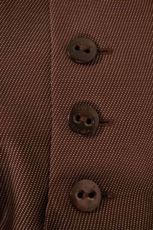 Brown with white tiny dots long-sleeved blazer with mini skirt