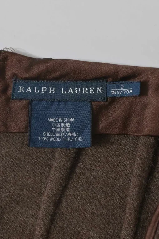 Brown wool tweed two-piece set featuring tailored waistcoat and pencil skirt