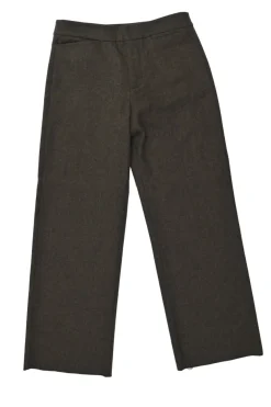 Brown wool-angora blend pull-on straight-leg tailored trousers