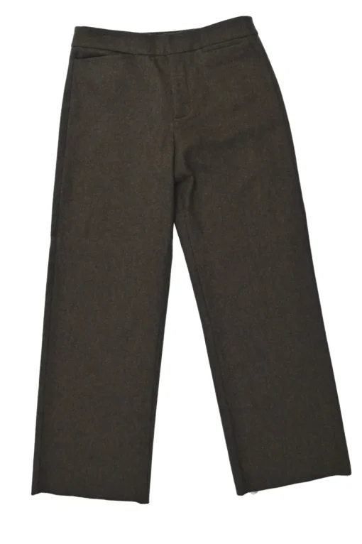 Brown wool-angora blend pull-on straight-leg tailored trousers