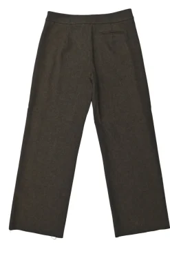 Brown wool-angora blend pull-on straight-leg tailored trousers