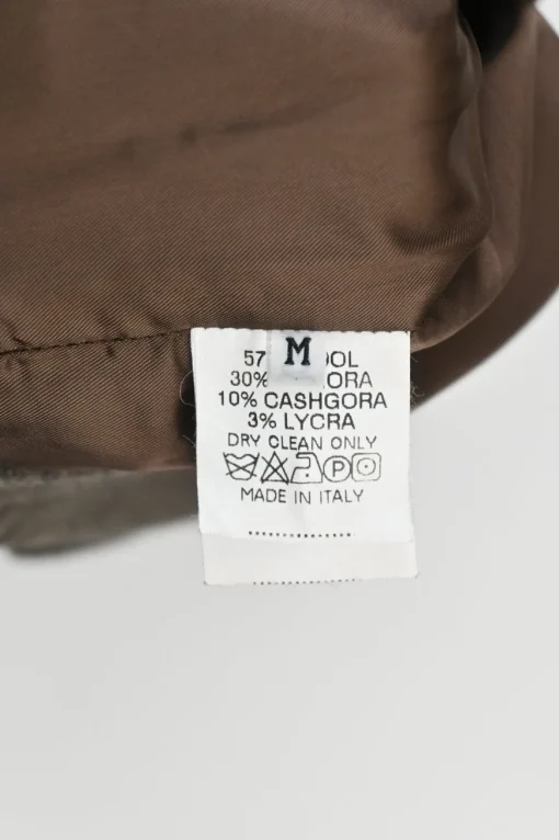 Brown wool-angora blend pull-on straight-leg tailored trousers