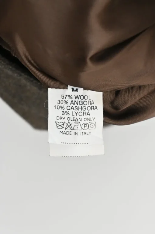 Brown wool-angora blend pull-on straight-leg tailored trousers